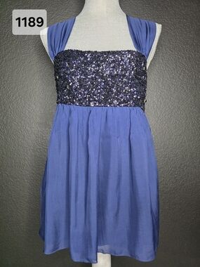 Alice + Olivia Navy Blue Sequin Bust Baby Doll Tank Medium